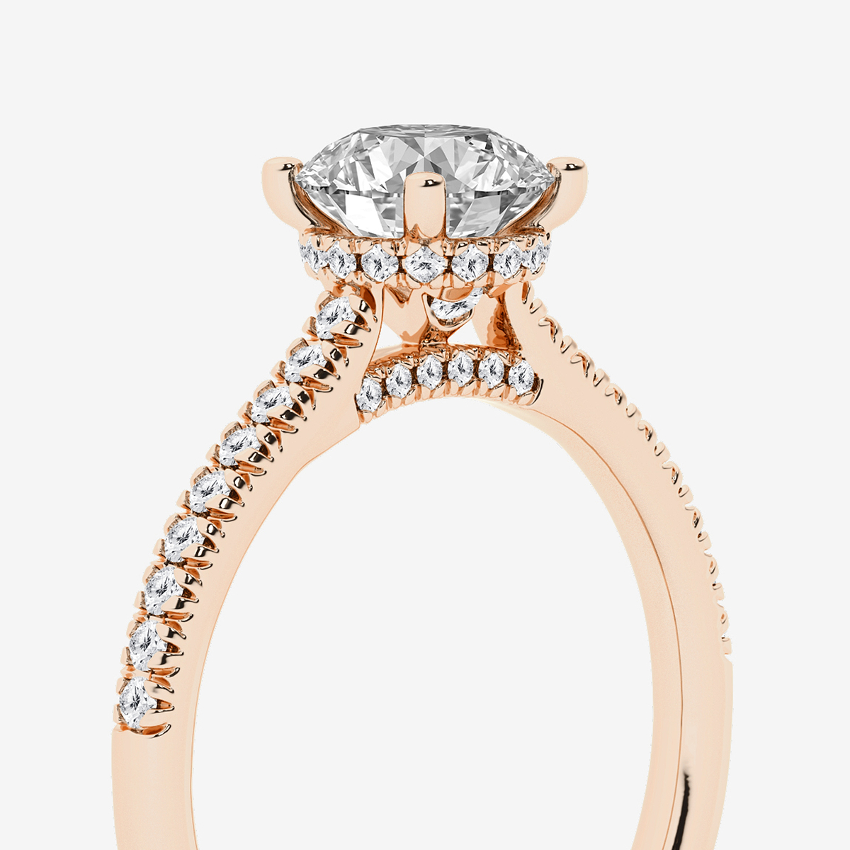 Additional Image 2 for  1 1/3 ctw Round Lab Grown Diamond Hidden Halo Engagement Ring